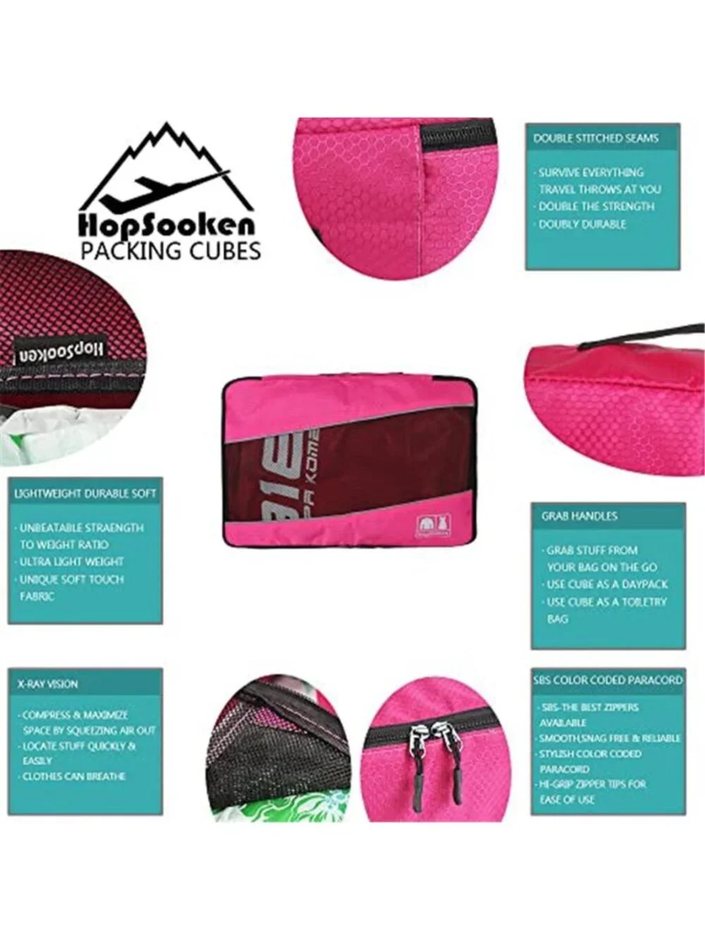 Travel Packing Cubes Set Luggage Organizer Bags Mesh Storage Cubes Laundry Bag